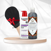 مجموعة تفتيح وتنعيم الجسم – لوشن Eucerin + غسول African Black Soap للمناطق الحساسة + هدية الليفة الكورية