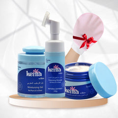 باقة Kenta White للعناية اليومية بالوجه – تفتيح + ترطيب + تنظيف + ليفة كورية للجسم هدية