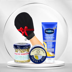 بكج تفتيح البشرة ومعالجة التصبغات – كريم دالفور ولوشن فازلين الأزرق Gluta-Hya