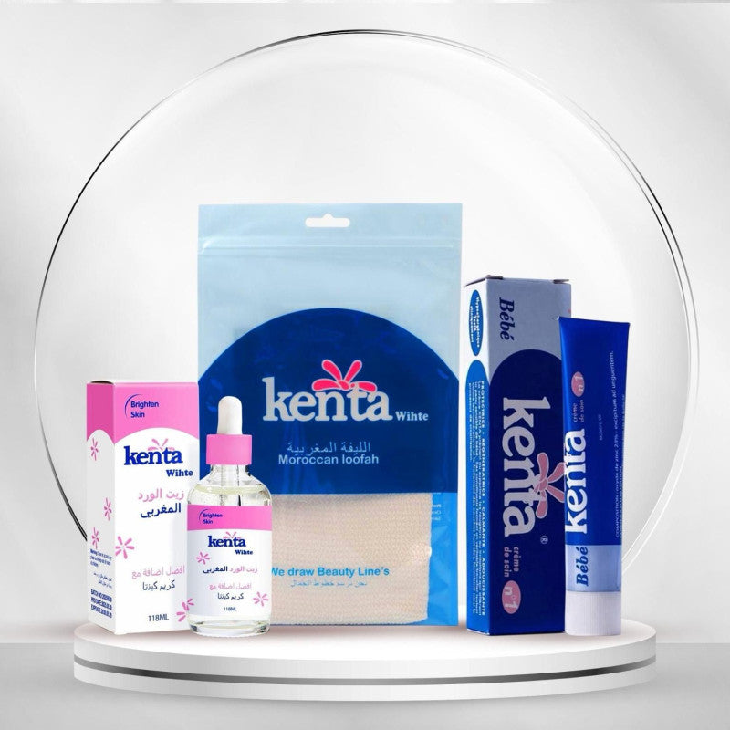 مجموعة كينتا وايت بزيت الورد لتفتيح وترطيب الجسم