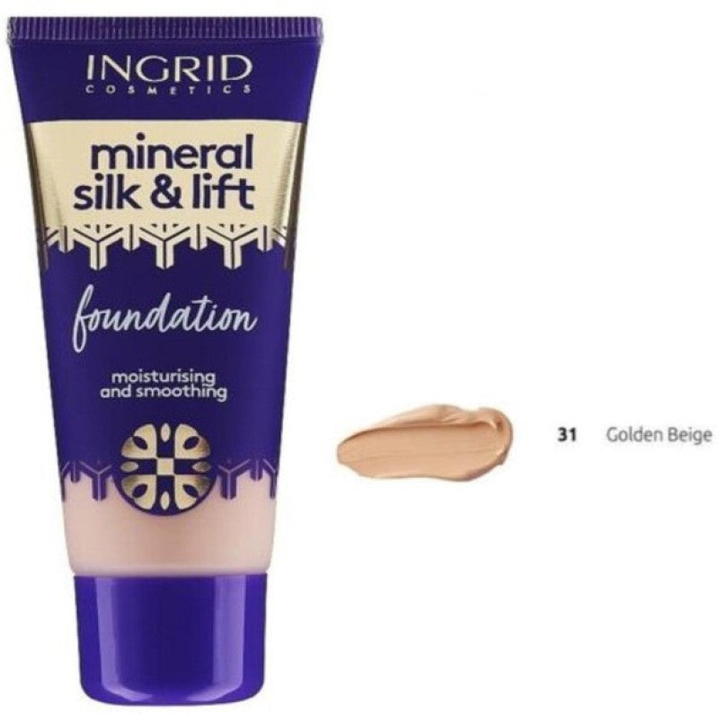 إنجريد ميك أب كريم أساس معدني حريري ومعزز بيج غامق ذهبي رقم 031 - 30مل